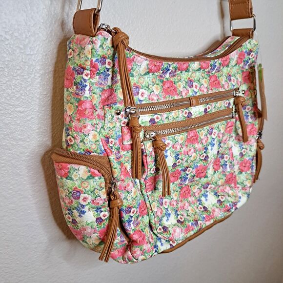 NEW St. John's Bay Shoulder Bag Floral Double Zipper Soft Faux Leather - Picture 5 of 11